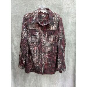 Women's Button Up Blouse 1X Lightweight‎ Office Siren Whimsigoth